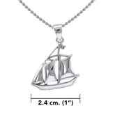 Schooner Boat Silver Pendant with Chain Set TSE721 - DiveSilver Jewelry